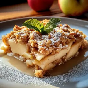 Delicious apple oatmeal breakfast bake served in a dish with apples and oats