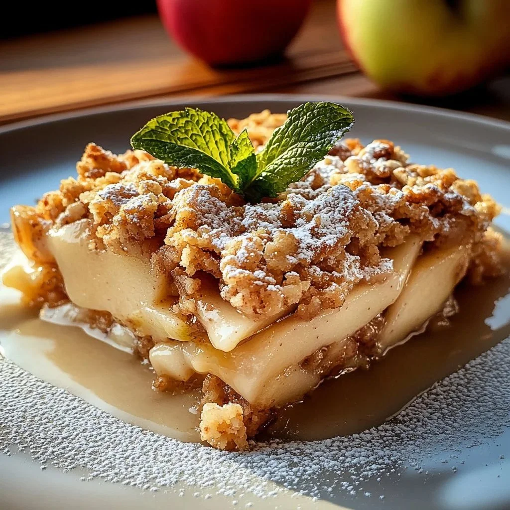 Delicious apple oatmeal breakfast bake served in a dish with apples and oats