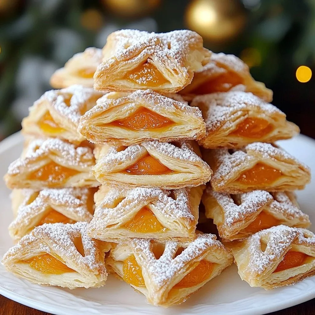 Apricot Jam Kolacky Cookies on a plate, showcasing their delicious filling and flaky texture