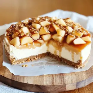 Delicious Autumn Apple Crisp Cheesecake topped with crunchy apple crisp