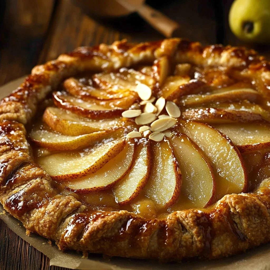 Delicious Autumn Pear Almond Galette baked with fresh pears and almonds