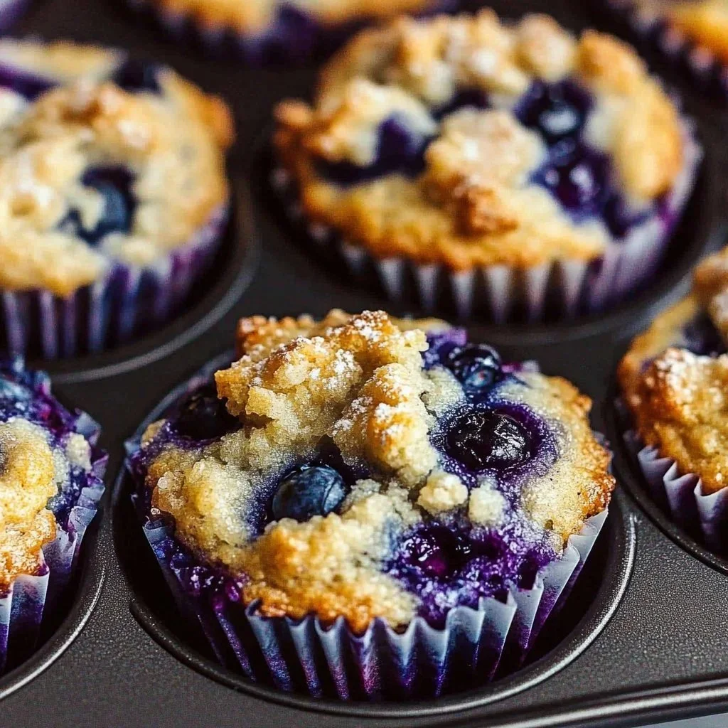 Delicious homemade blueberry muffins fresh out of the oven