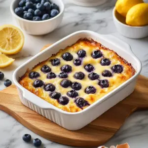 Blueberry Cottage Cheese Morning Bake ready to serve