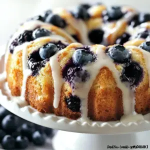 Blueberry sour cream coffee cake topped with fresh blueberries and a crumbly topping