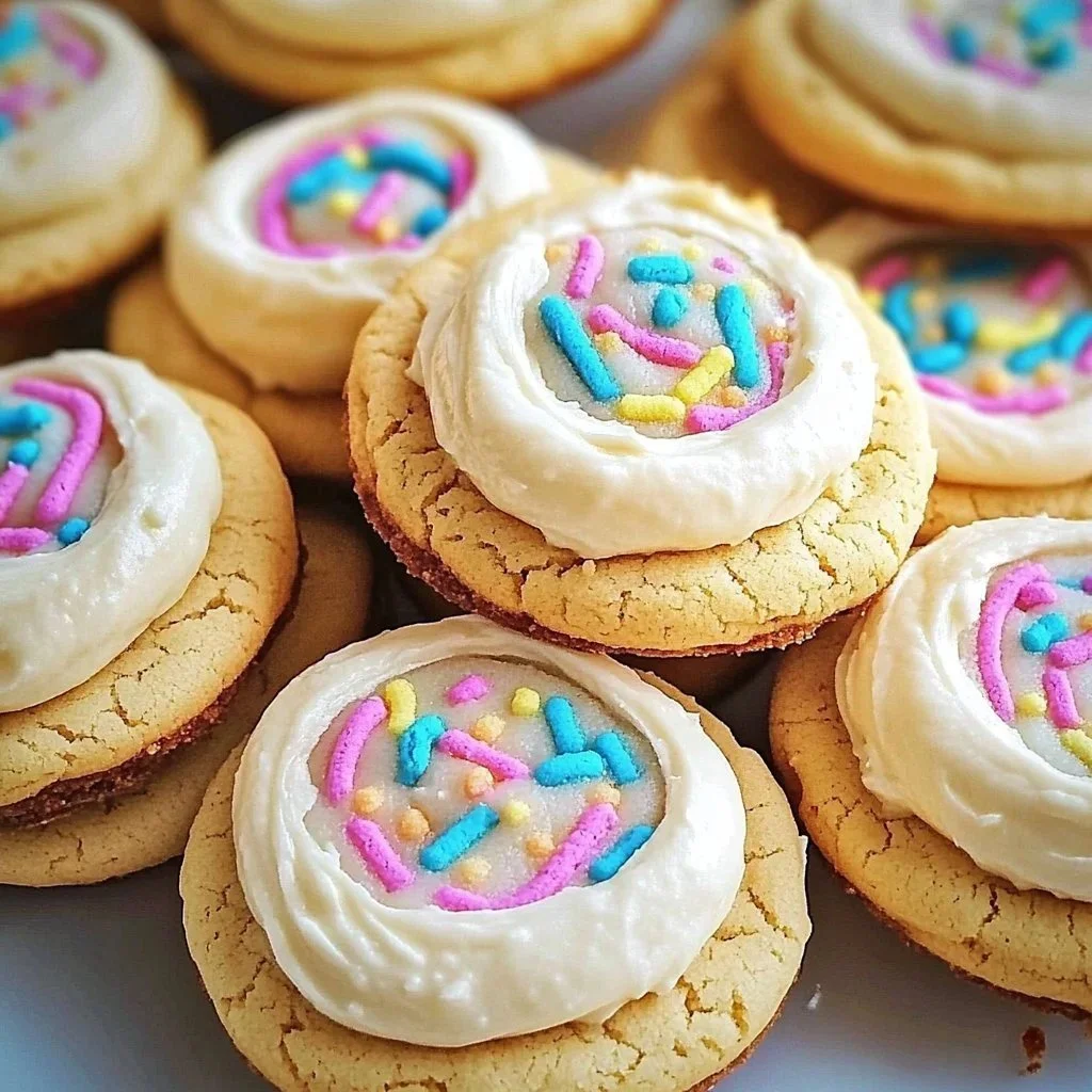 Delicious buttercream filled cookie sandwiches stacked on a plate.