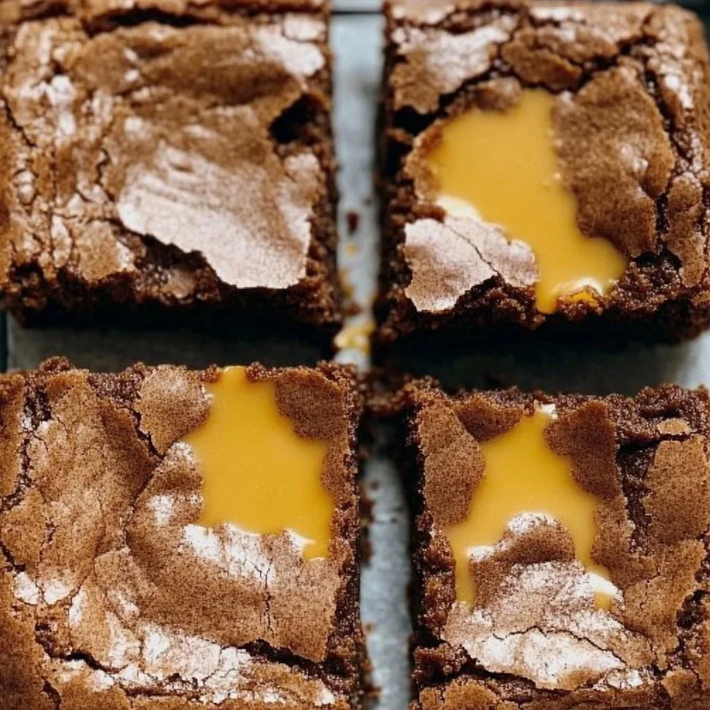 Delicious caramel brownies with a rich, gooey texture and drizzled caramel
