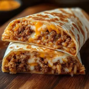 Cheesy grilled burrito with melted cheese and delicious fillings wrapped in a tortilla