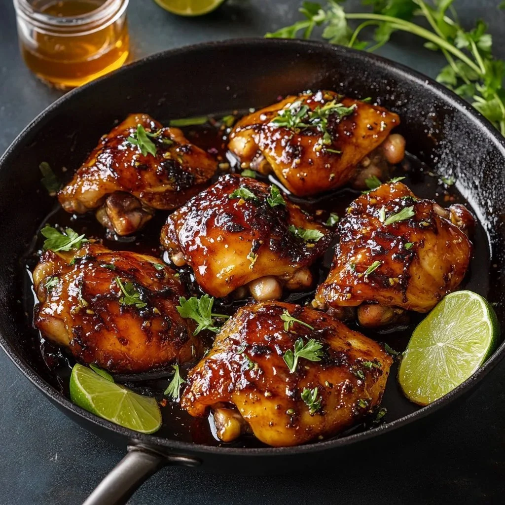 Delicious plate of Chipotle Honey Chicken garnished with herbs