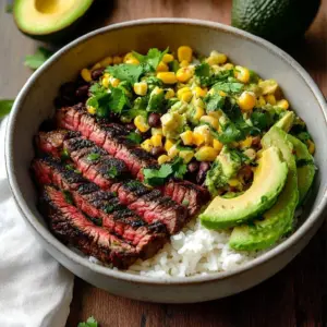 Cilantro Lime Steak Bowl with fresh ingredients and juicy steak