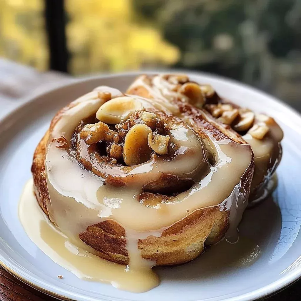 Freshly baked cinnamon banana bread rolls on a wooden table.
