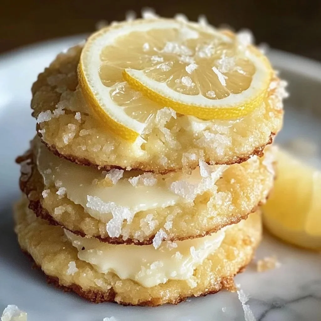Plate of Citrus Coconut Cheesecake Cookies with a tropical garnish.