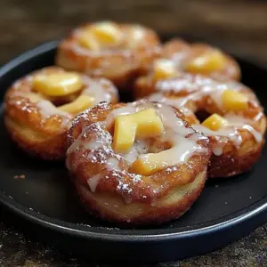 Cozy baked apple fritters with a dusting of cinnamon sugar on a plate