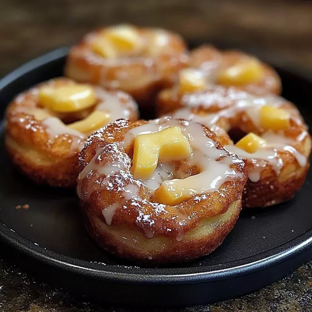 Cozy baked apple fritters with a dusting of cinnamon sugar on a plate
