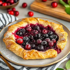 Cranberry Galette with a fragrant crust, elegantly presented on a baking dish.
