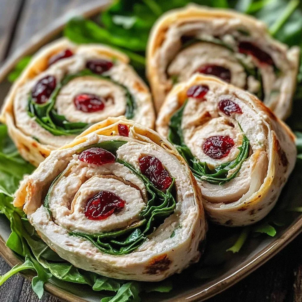 Cranberry Turkey Pinwheel Rolls served on a platter
