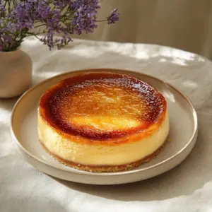 Delicious Cream Brulee Cheesecake topped with caramelized sugar crust
