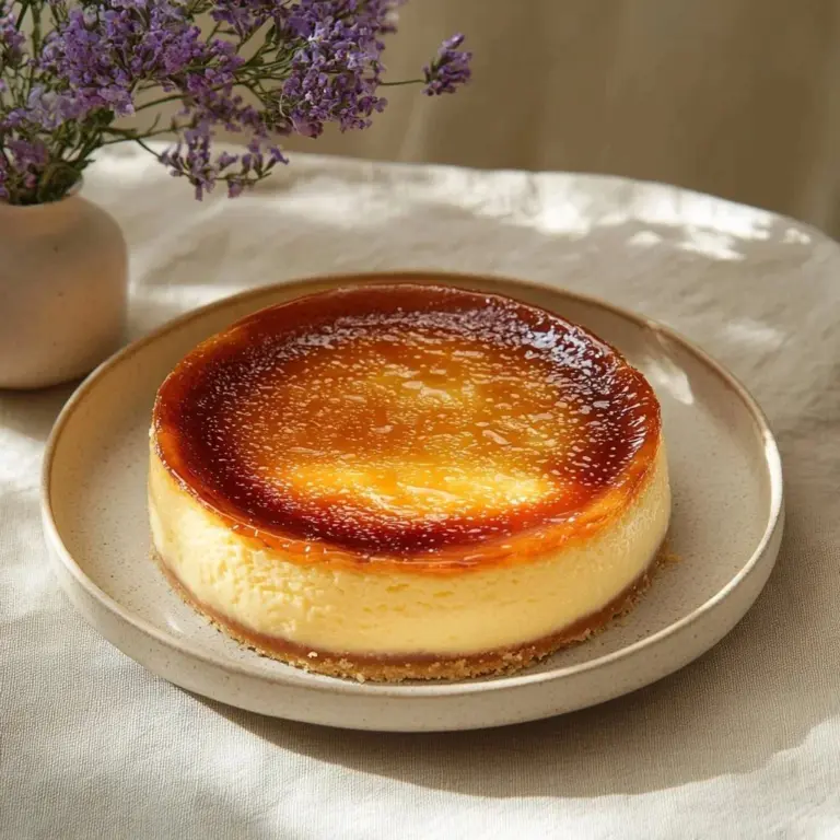 Delicious Cream Brulee Cheesecake topped with caramelized sugar crust