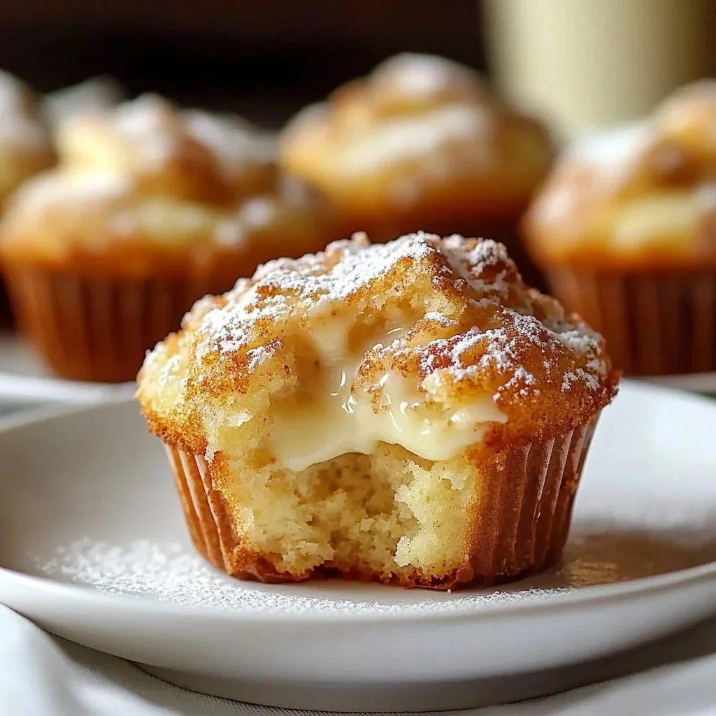Freshly baked cream cheese cinnamon swirl muffins on a cooling rack