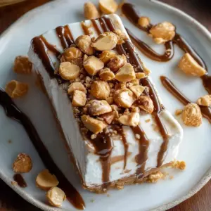 Delicious creamy peanut butter yogurt bars on a white plate