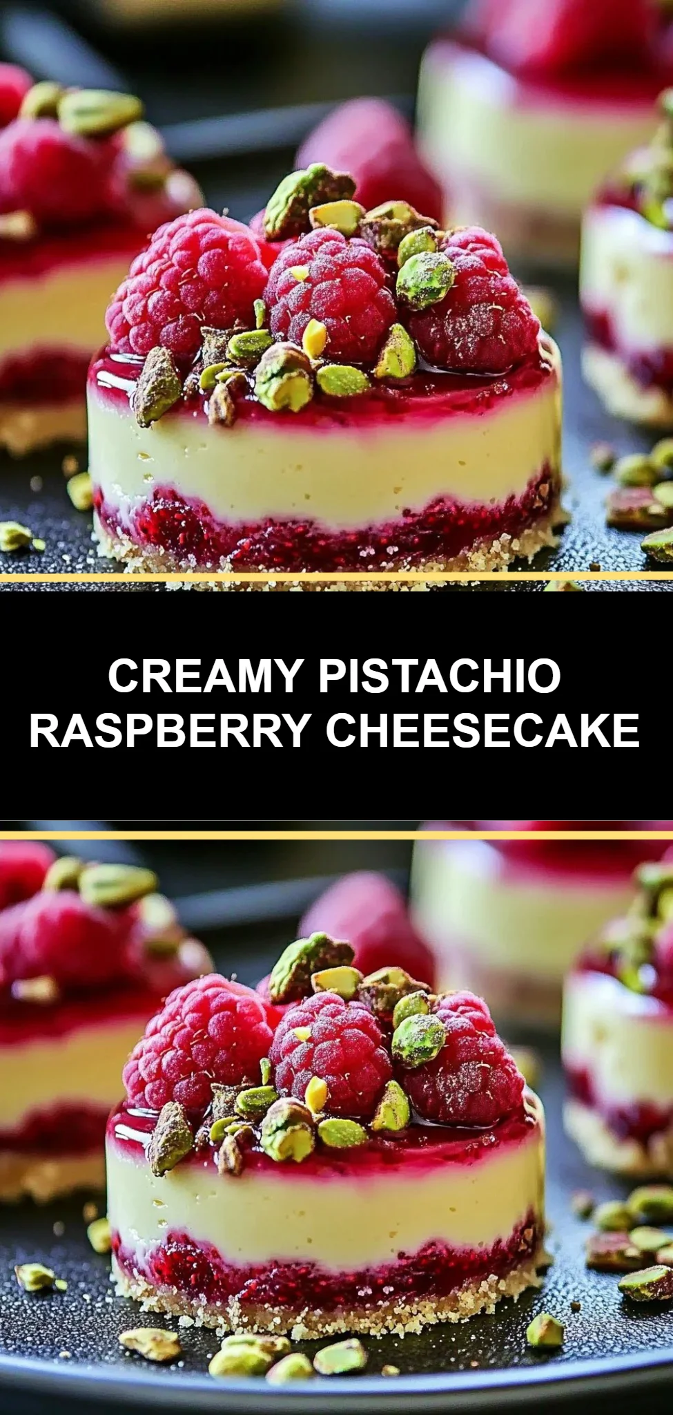 Creamy Pistachio Raspberry Cheesecake