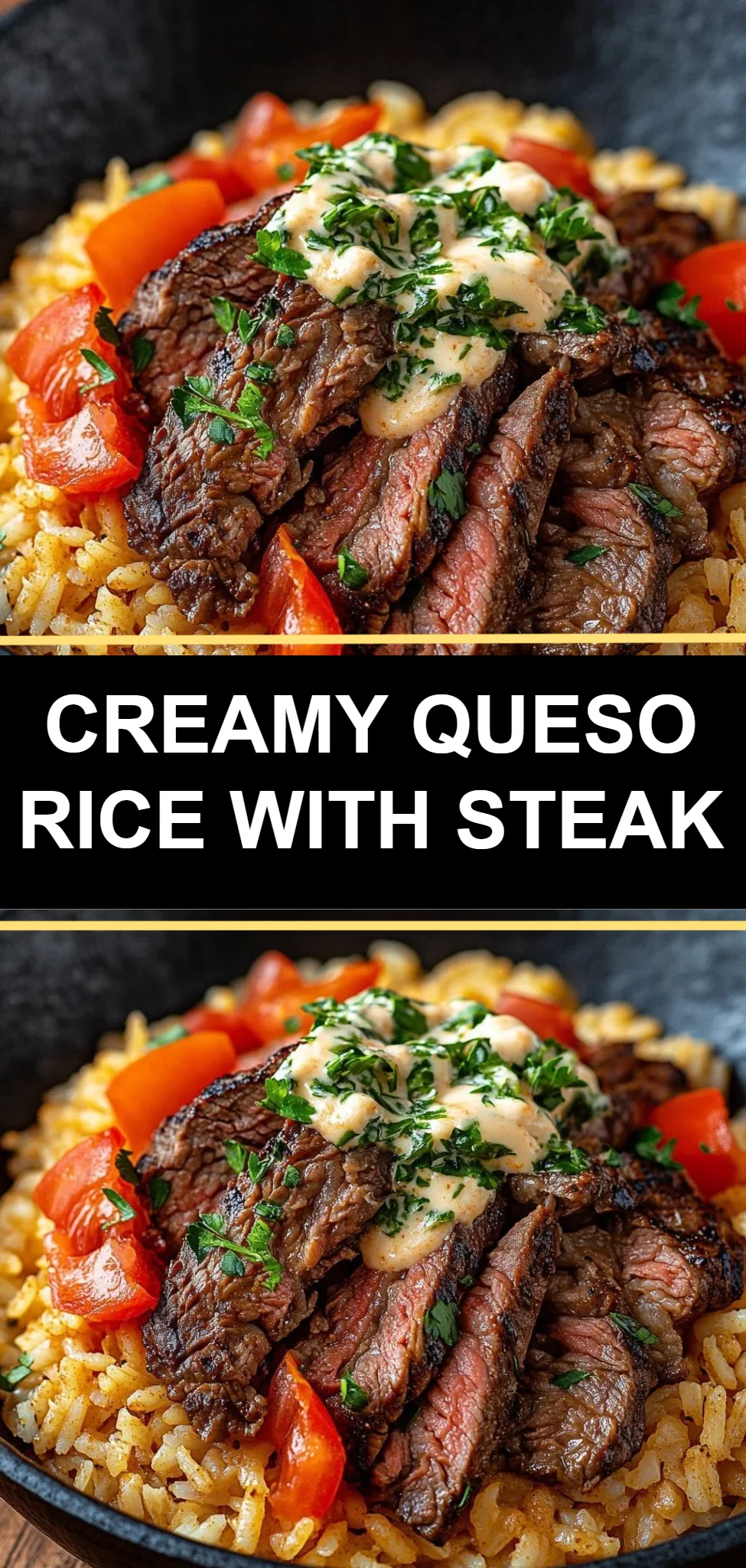 Creamy Queso Rice with Steak