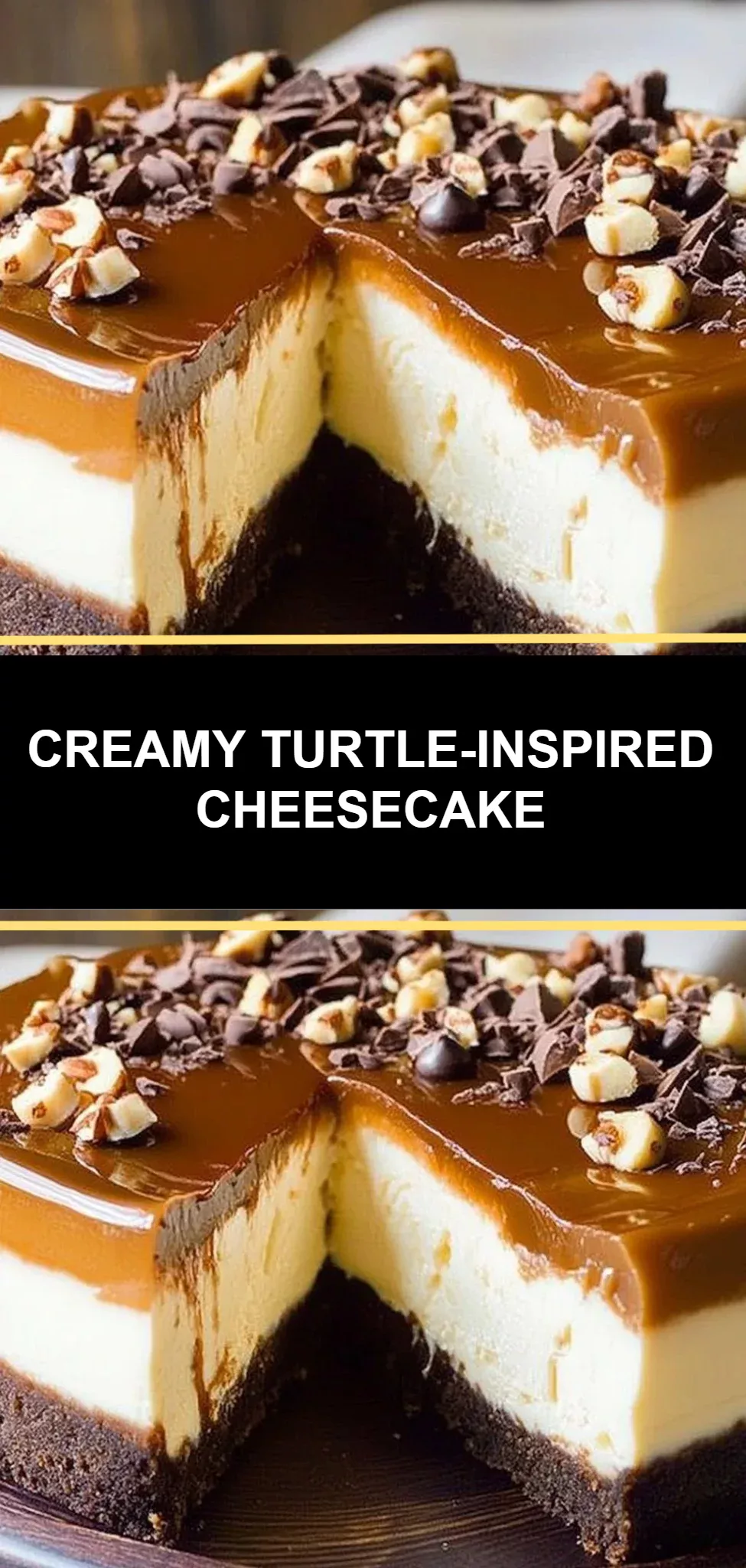 Creamy Turtle-Inspired Cheesecake