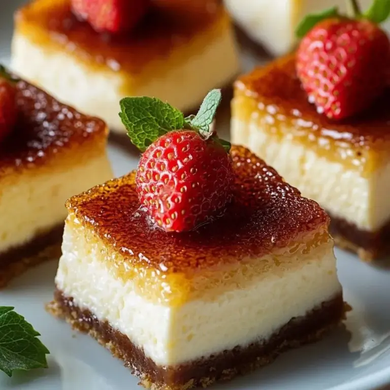 Delicious Crème Brûlée Cheesecake Bars with a caramelized topping