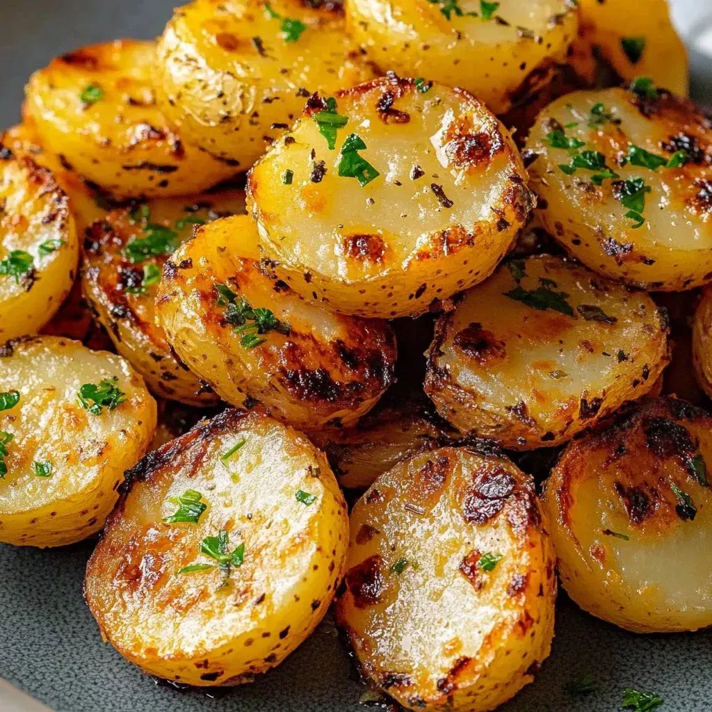Crispy baked breakfast potatoes served with herbs and spices