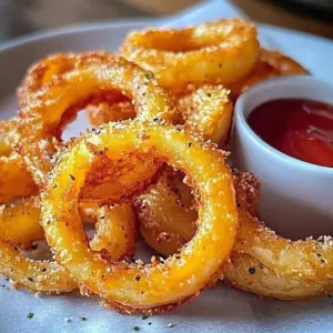 Delicious crispy cheesy onion rings served as a tasty snack