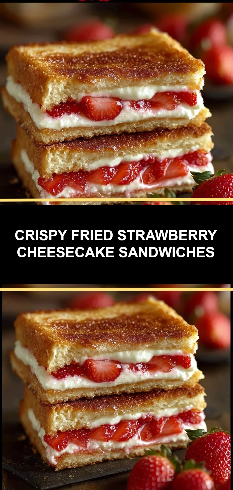 Crispy Fried Strawberry Cheesecake Sandwiches