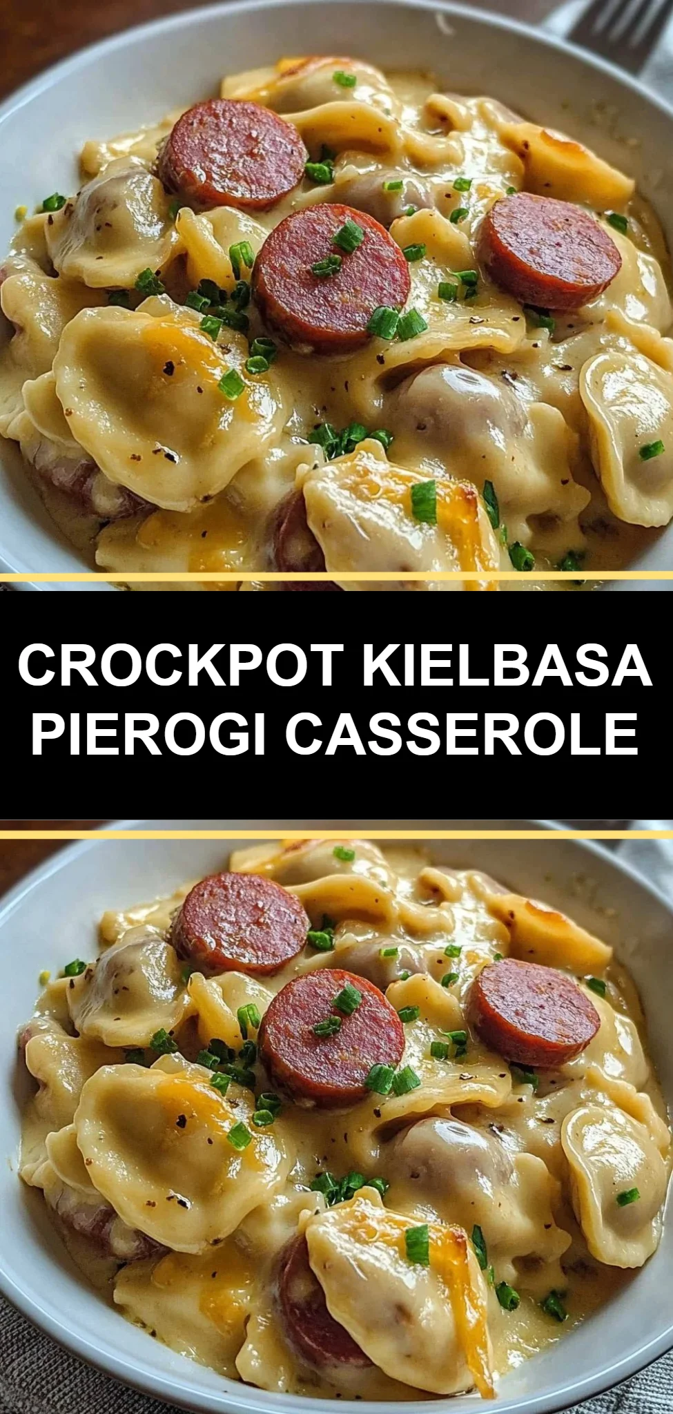 Crockpot Kielbasa Pierogi Casserole