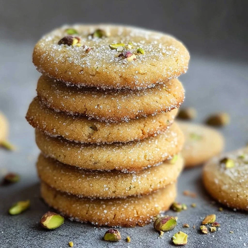 Delicious crunchy pistachio shortbread cookies with a nutty flavor