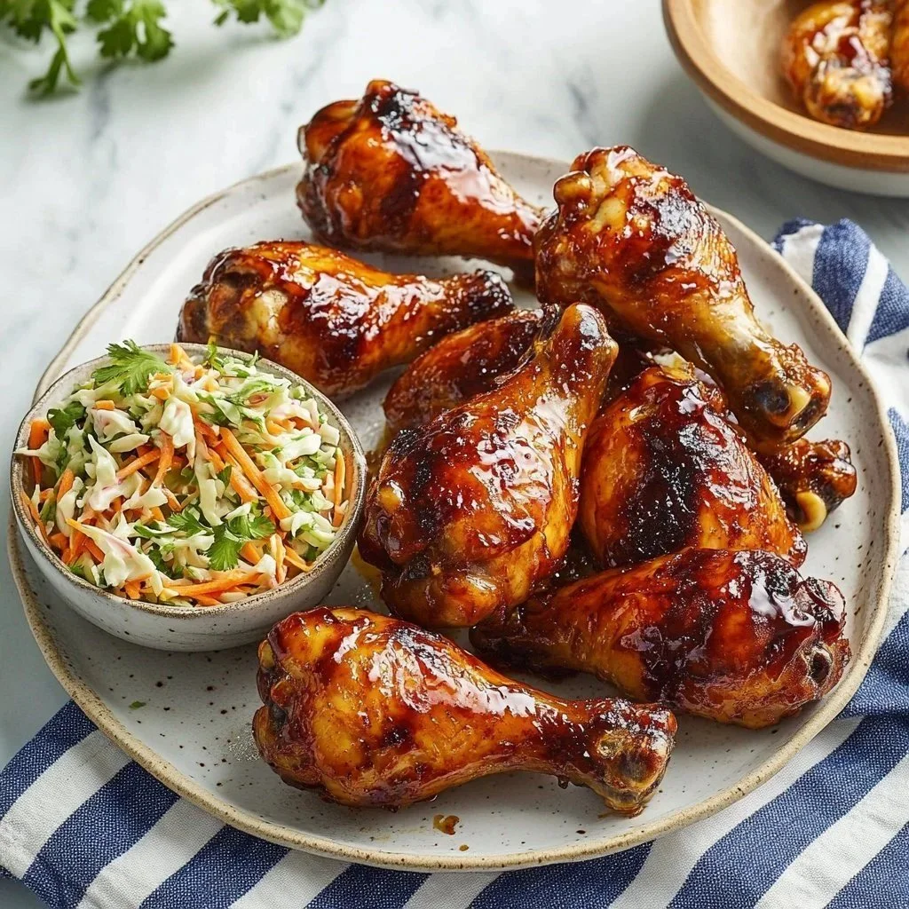 Delicious slow-cooker drumsticks served with herbs and spices