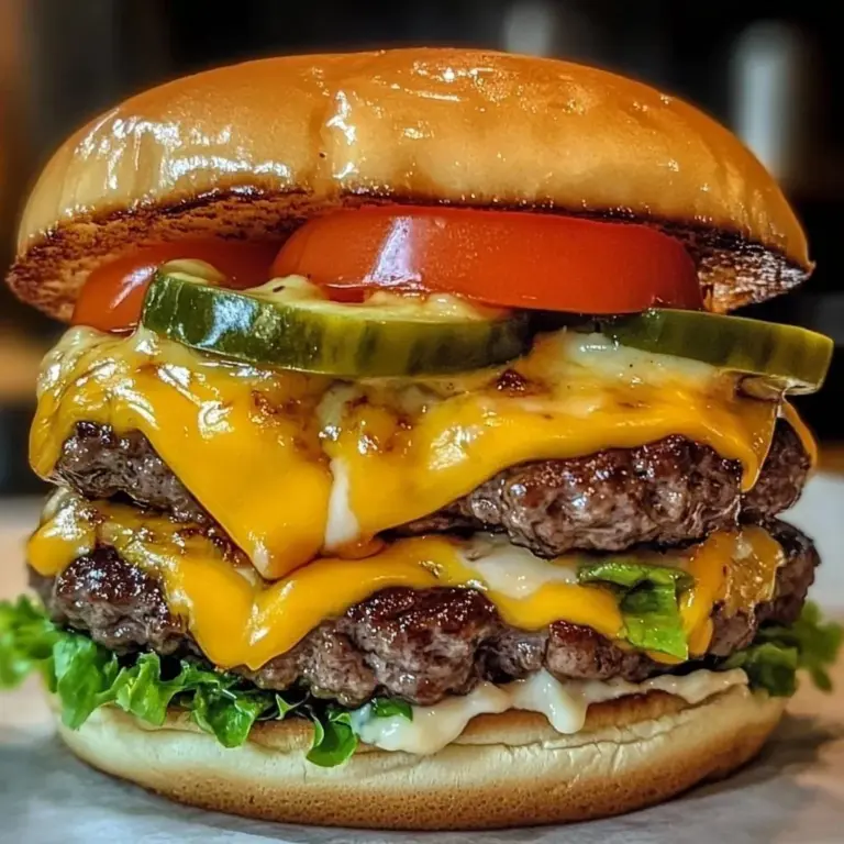 Double-Decker Jalapeño Popper Burger stacked with jalapeños and cheese