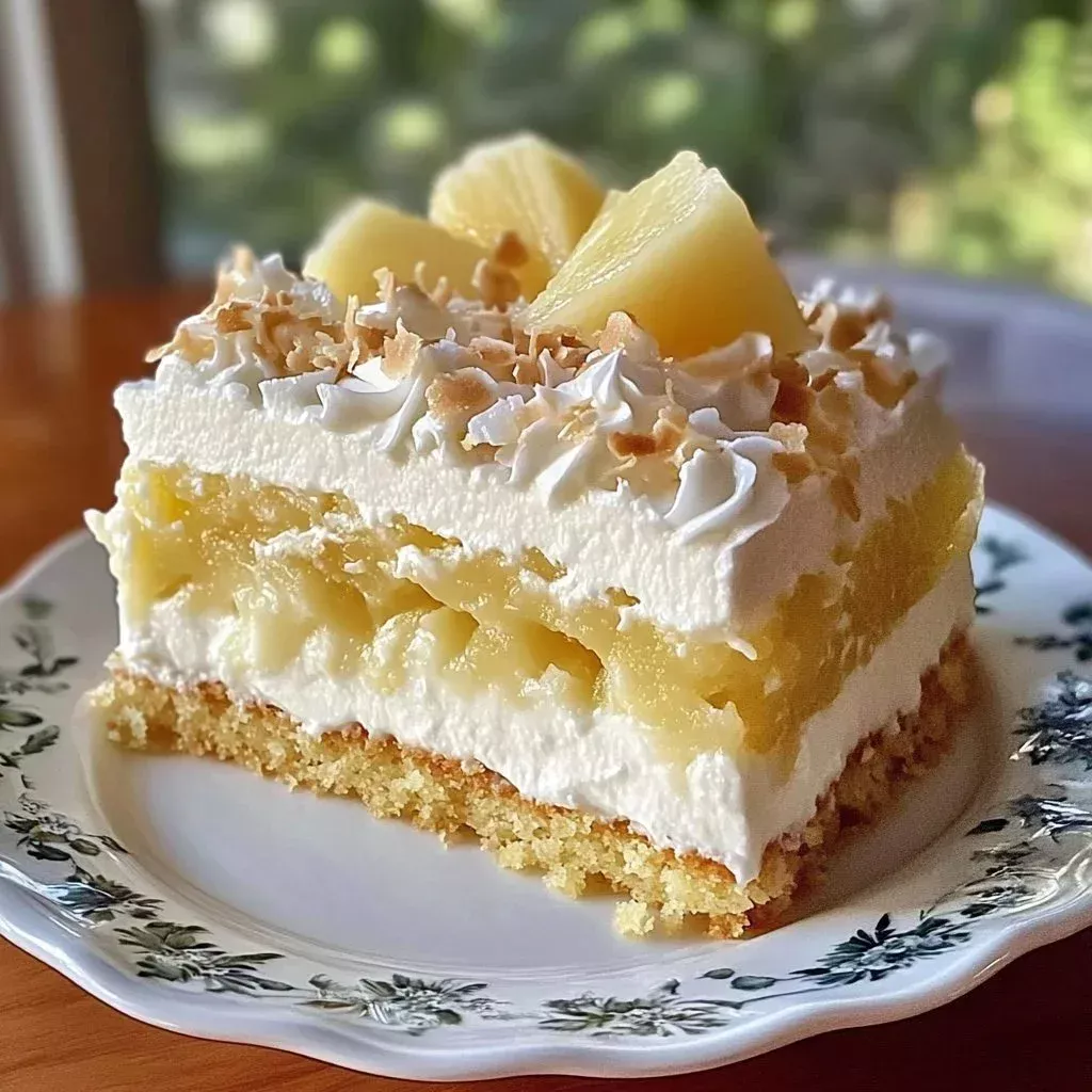 Deliciously decorated dreamy pineapple coconut cake with tropical toppings