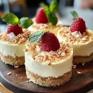 Delicious easy tropical coconut milk cheesecakes served on a plate