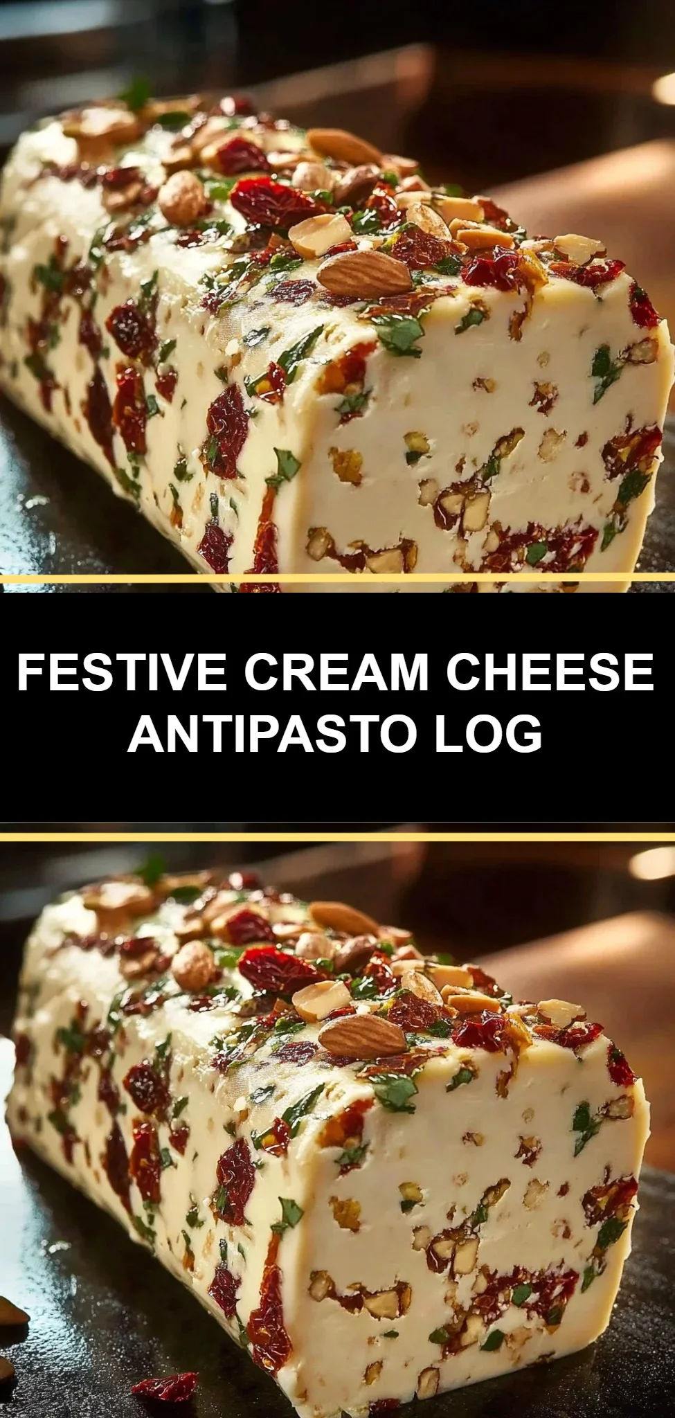 Festive Cream Cheese Antipasto Log