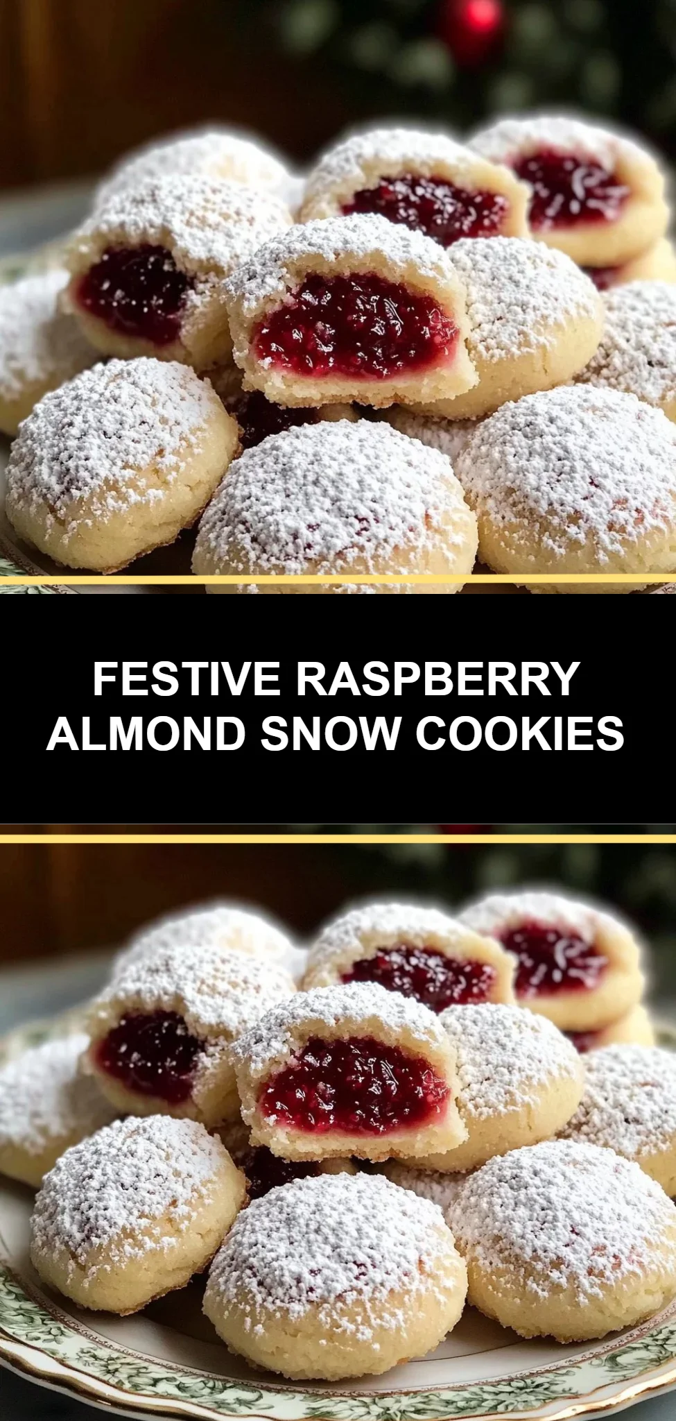 Festive Raspberry Almond Snow Cookies