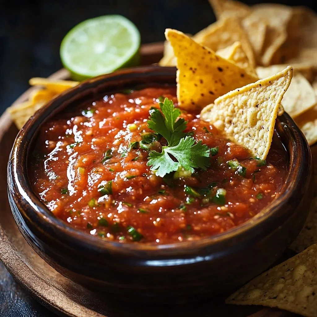 Fire-roasted salsa roja made with fresh ingredients