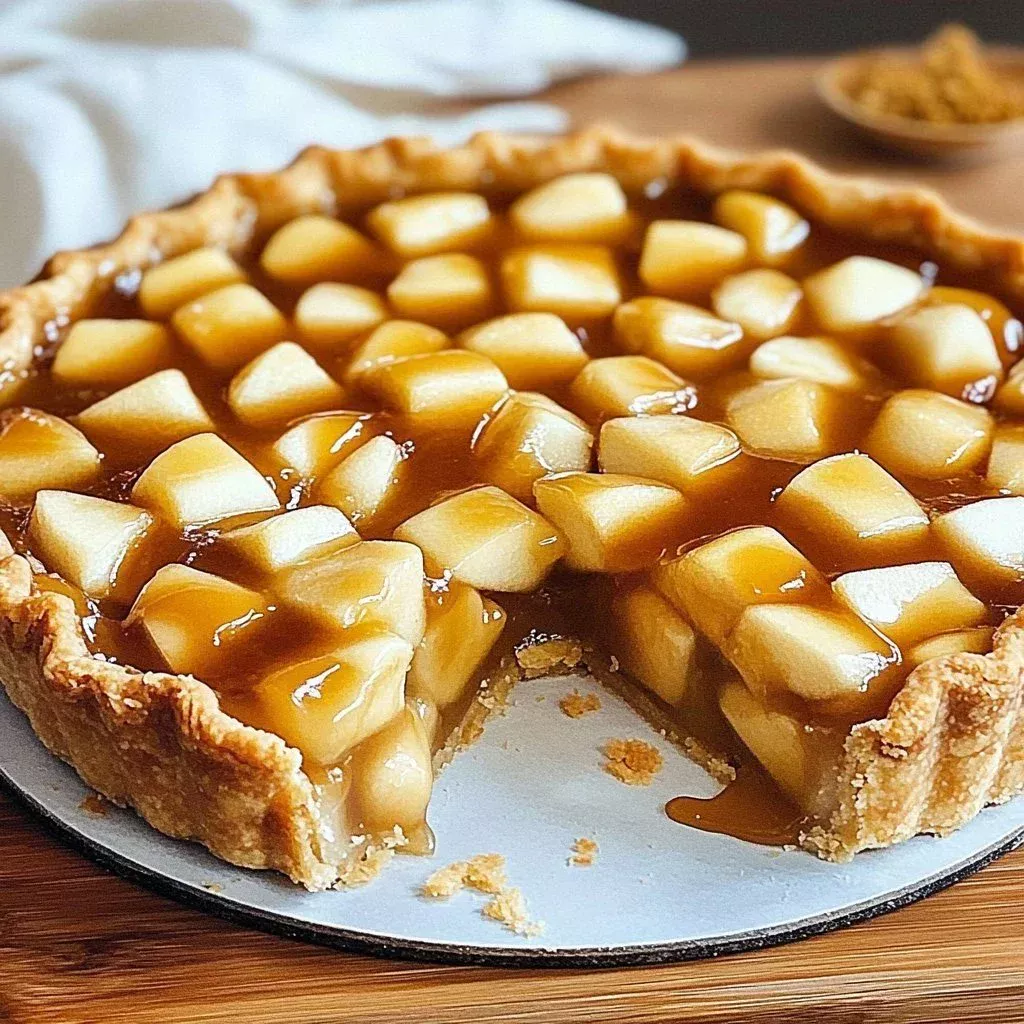 Freshly baked apple pie on a wooden table with apples and spices
