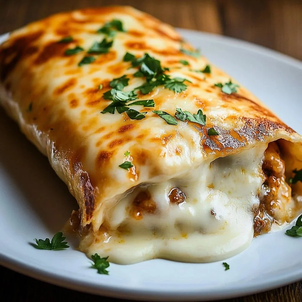 Garlic Cheese Chicken Wraps with fresh ingredients and melted cheese