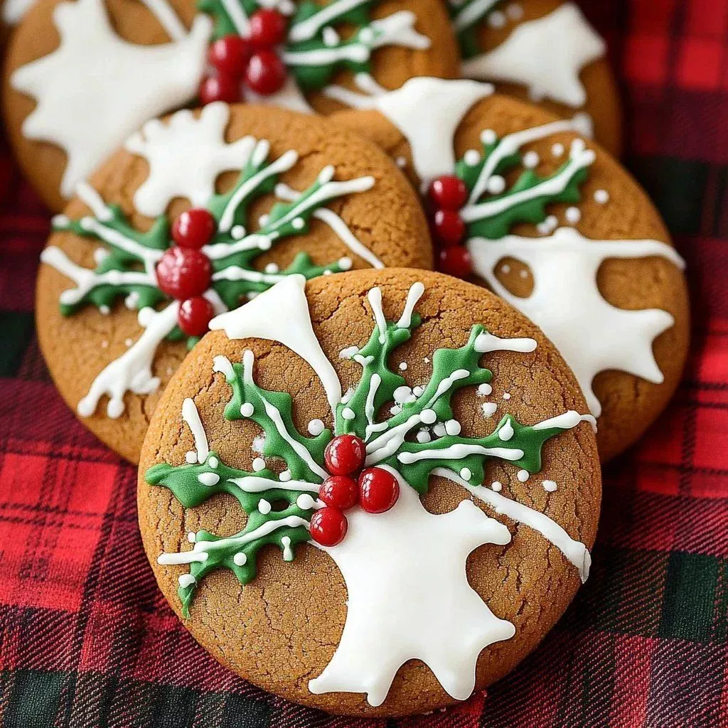 Ginger cookies dipped in white chocolate on a decorative plate
