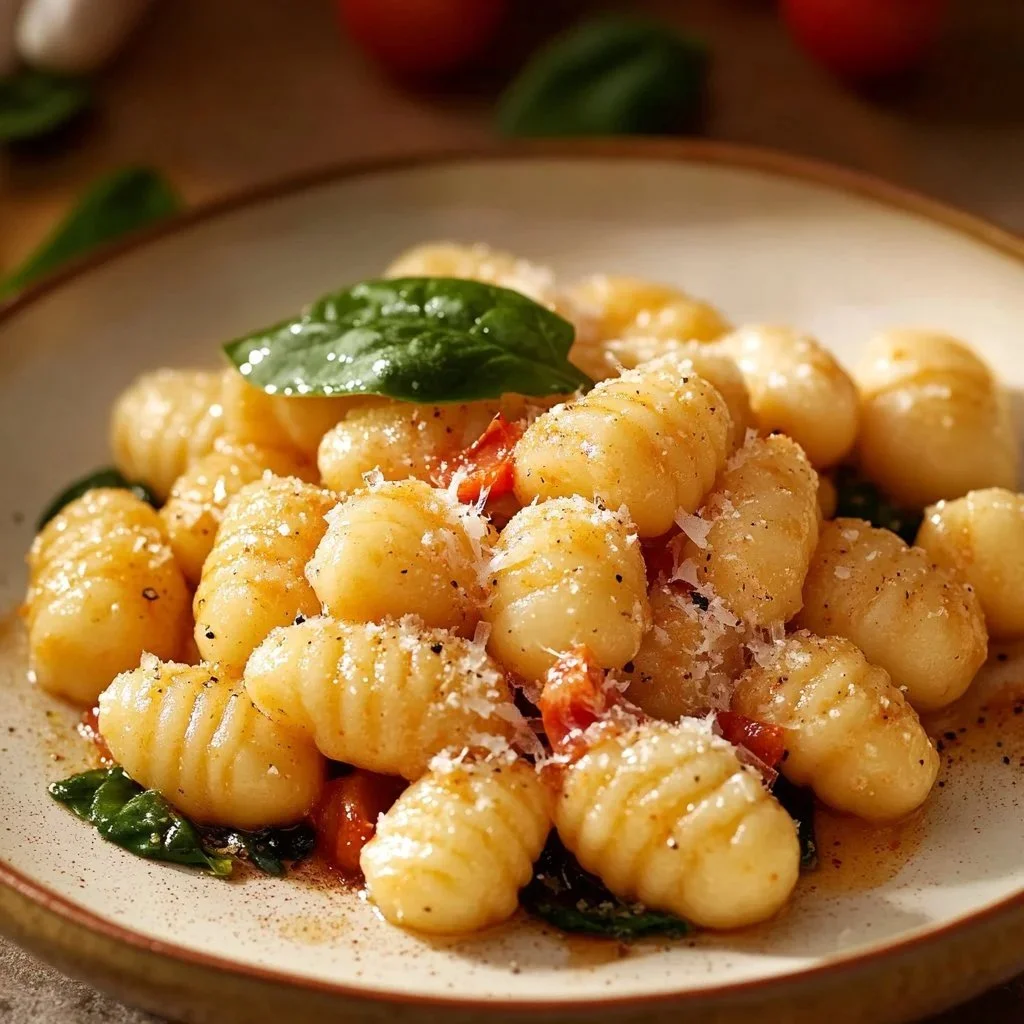 Homemade gnocchi being prepared from scratch with flour and potatoes