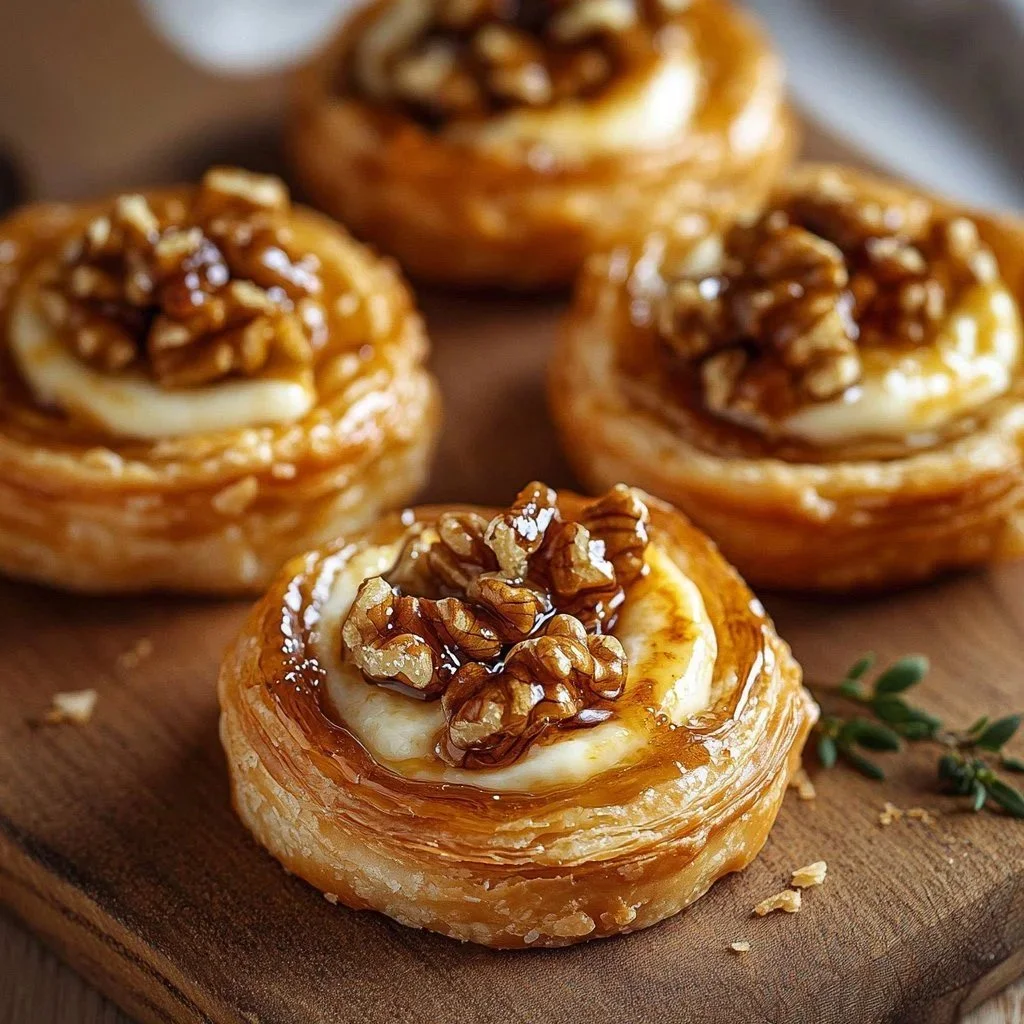Goat cheese walnut pastry bites served on a plate