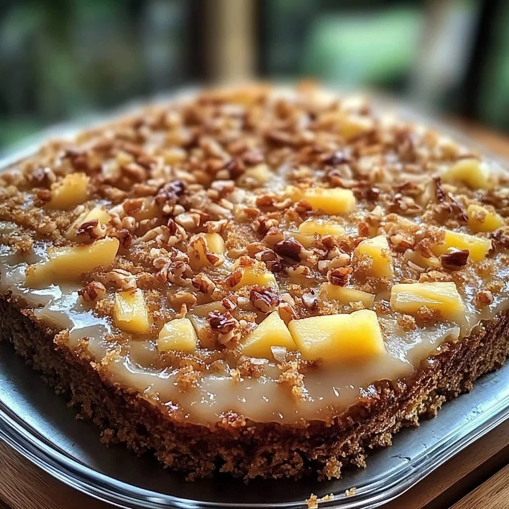 Delicious God Bless America Pineapple Coconut Cake topped with coconut flakes