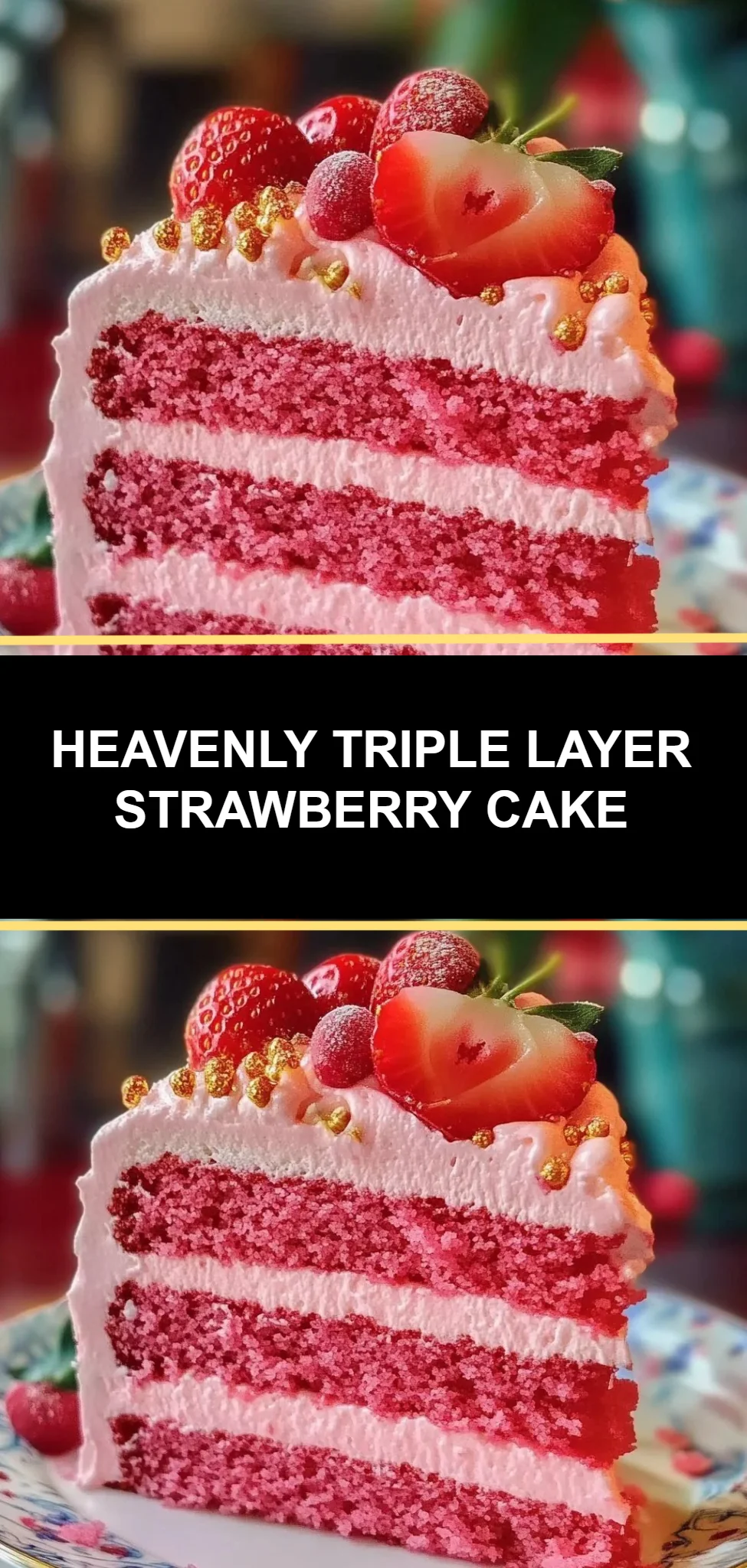 Heavenly Triple Layer Strawberry Cake