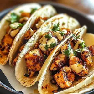Delicious Honey Garlic Butter Barbecue Chicken Tacos served with fresh toppings