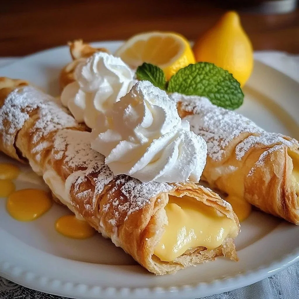 Lemon Meringue Cannoli Delights with zesty cream filling and meringue topping