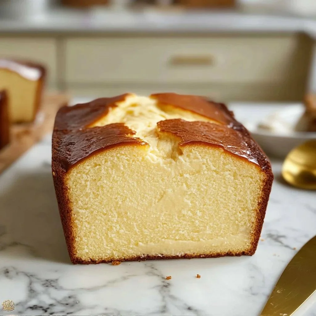 Delicious loaf pan Basque burnt cheesecake with a caramelized top