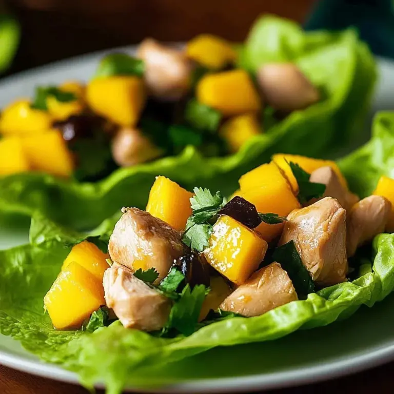 Delicious Mango Chicken Lettuce Wraps for a healthy meal option.